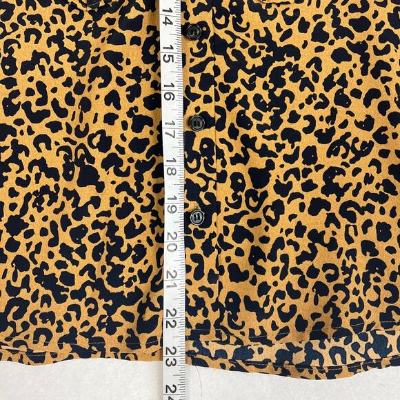 WAYF Esther Collared Blouse Cheetah Print Ruffle Size XS Fall Winter Essentials - Picture 5 of 8